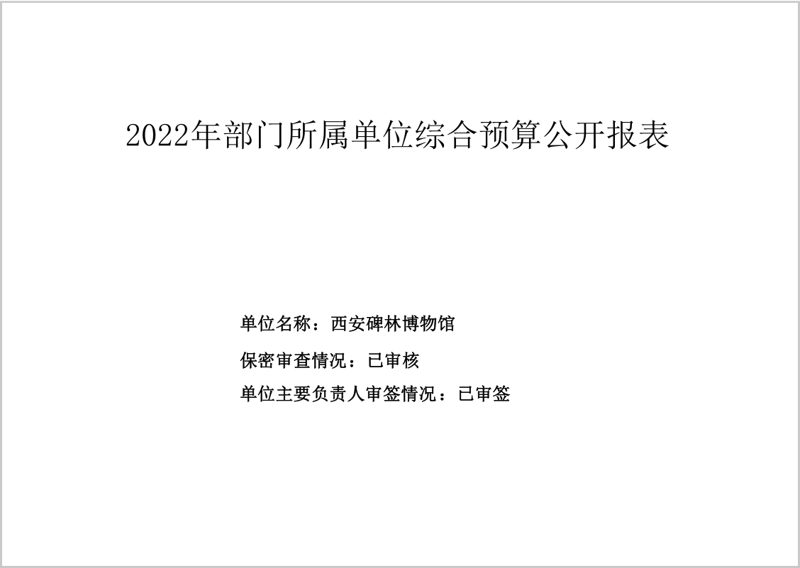 西安碑林博物馆2022年预算公开(图1)